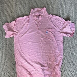 johnnie-O Pink and White Striped Polo Shirt LIKE NEW